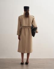 %100 koton maxi trençkot bej 3