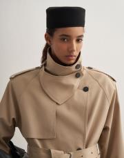 %100 koton maxi trençkot bej 4