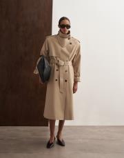 %100 koton maxi trençkot bej 5