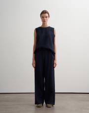 %100 keten palazzo pantolon lacivert