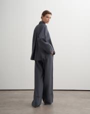 %100 keten palazzo pantolon antrasit 4