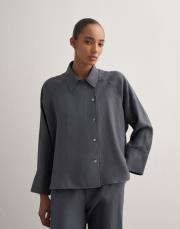 %100 keten palazzo pantolon antrasit 7