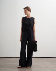 %100 keten palazzo pantolon siyah 2