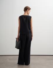 %100 keten palazzo pantolon siyah 3