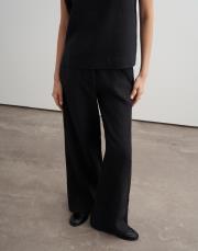 %100 keten palazzo pantolon siyah 4