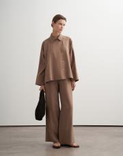 %100 keten palazzo pantolon vizon 2