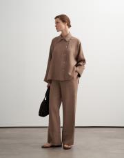 %100 keten palazzo pantolon vizon 3