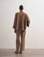 %100 keten palazzo pantolon vizon 6