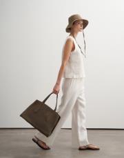 %100 keten palazzo pantolon ekru 3