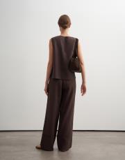 %100 keten palazzo pantolon kahverengi 3