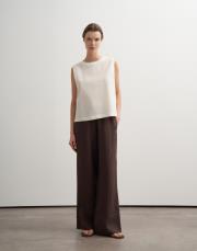 %100 keten palazzo pantolon kahverengi 4