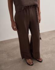 %100 keten palazzo pantolon kahverengi 7