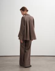 %100 keten palazzo pantolon tozlu kahverengi 2