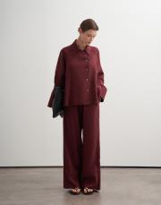 %100 keten palazzo pantolon bordo 2