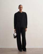 düğmeli kruvaze detaylı bluz siyah