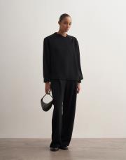 düğmeli kruvaze detaylı bluz siyah 2