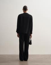 düğmeli kruvaze detaylı bluz siyah 4