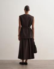 pervaz detaylı koton etek kahverengi 4