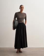 pervaz detaylı koton etek siyah