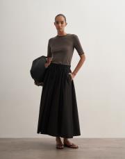 pervaz detaylı koton etek siyah 4