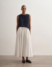 pervaz detaylı koton etek ekru