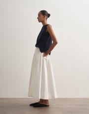 pervaz detaylı koton etek ekru 3