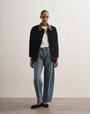 kancalı organik koton ceket lacivert