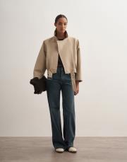 keten karışımlı bomber ceket bej