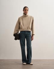 keten karışımlı bomber ceket bej 2