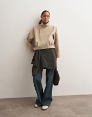 keten karışımlı bomber ceket bej 6