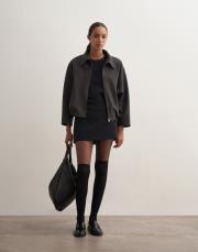 kazayağı desenli bomber ceket antrasit