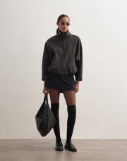 kazayağı desenli bomber ceket antrasit 6