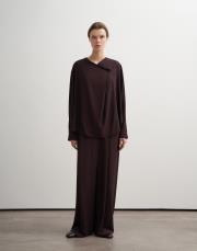 kruvaze detaylı şık bluz kahverengi