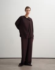 kruvaze detaylı şık bluz kahverengi 2