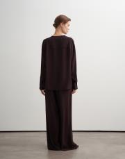 kruvaze detaylı şık bluz kahverengi 3