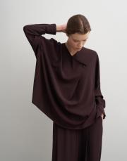 kruvaze detaylı şık bluz kahverengi 4