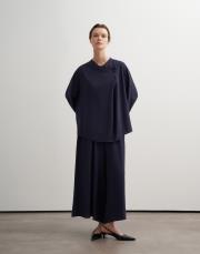 kruvaze detaylı şık bluz lacivert 2