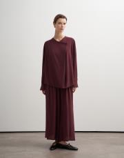 kruvaze detaylı şık bluz bordo