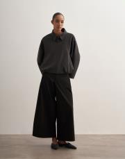 pileli geniş kesim pantolon siyah 2