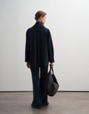 fularlı dokulu koton gömlek lacivert 3