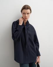 fularlı dokulu koton gömlek lacivert 4