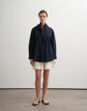 fularlı dokulu koton gömlek lacivert 5