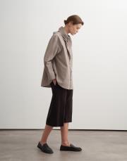 fularlı dokulu koton gömlek bej 2