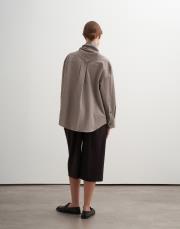 fularlı dokulu koton gömlek bej 3