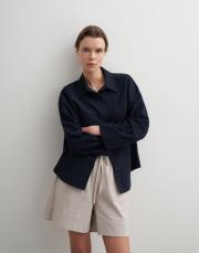 %100 organik koton dokulu gömlek lacivert 5