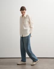 %100 organik koton dokulu gömlek bej 2