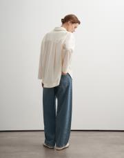 %100 organik koton dokulu gömlek bej 3