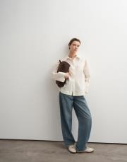 %100 organik koton dokulu gömlek bej 4