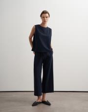 %100 organik koton dokulu kolsuz bluz lacivert 2