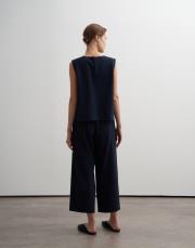 %100 organik koton dokulu kolsuz bluz lacivert 3